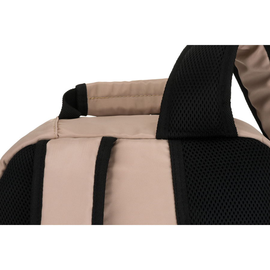 Beżowy plecak podróżny z poliestru zawieszony na regulowanych szelkach - Peterson