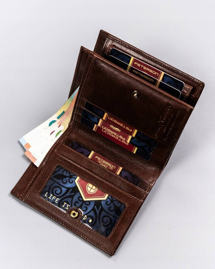Elegancki, duży portfel męski ze skóry naturalnej - Peterson