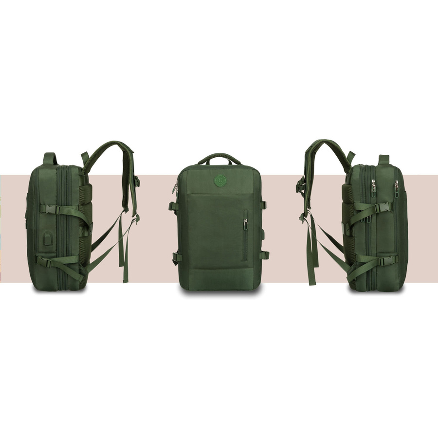 Zielony plecak podróżny z miejscem na laptopa i portem USB - Peterson