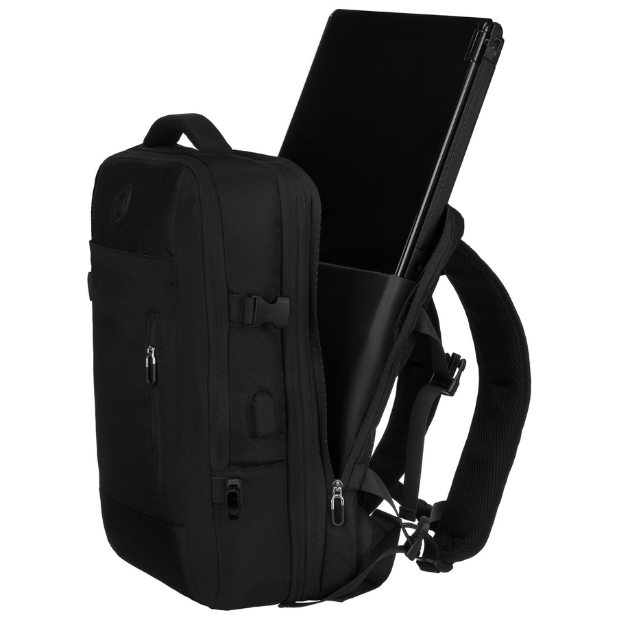 Czarny, podróżny plecak idealny na bagaż podręczny do samolotu - Peterson