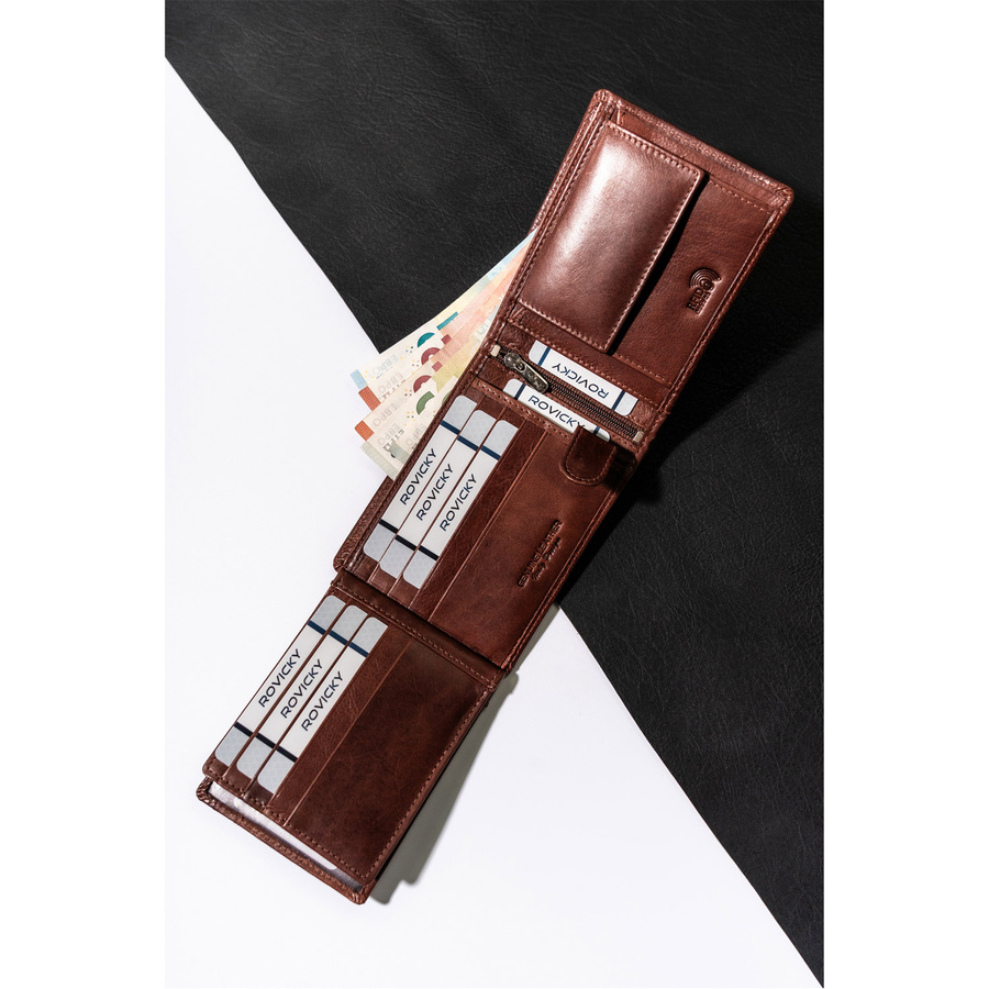 Skórzany portfel męski z motywem patriotycznym - Rovicky