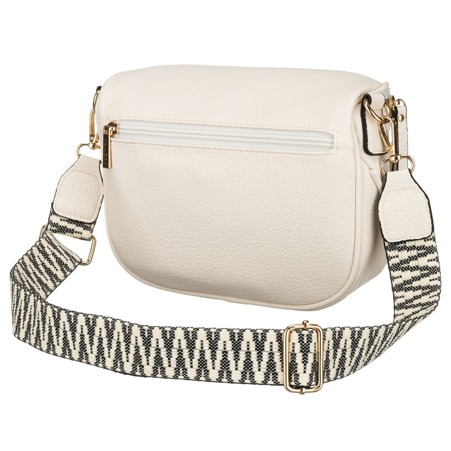 Listonoszka damska ze skóry ekologicznej w białym kolorze zawieszona na regulowanym pasku - Rovicky