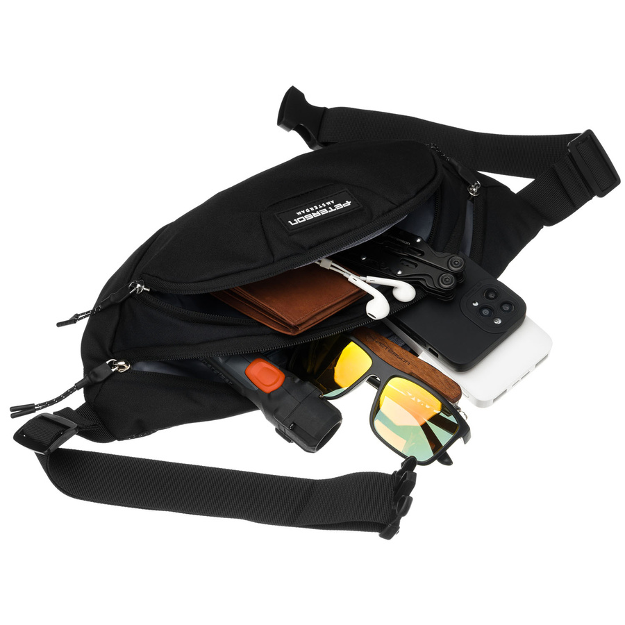 Sportowa saszetka z poliestru w czarnym kolorze - Peterson