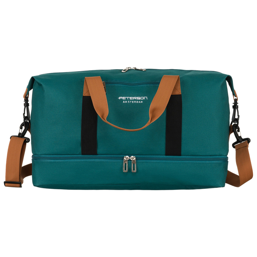 Turkusowa torba weekendowa wykonana z poliestru i zamykana suwakiem - Peterson