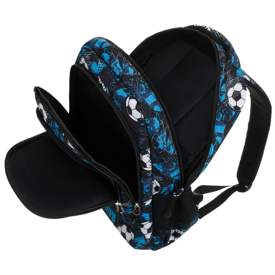 Szkolny tornister z poliestru pokryty wzorem w piłkę nożną - Peterson