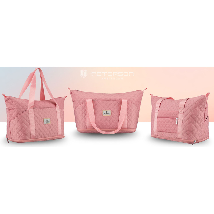 Treningowa torba wykonana z poliestru w różowym kolorze, zawieszona na wygodnych uchwytach - Peterson