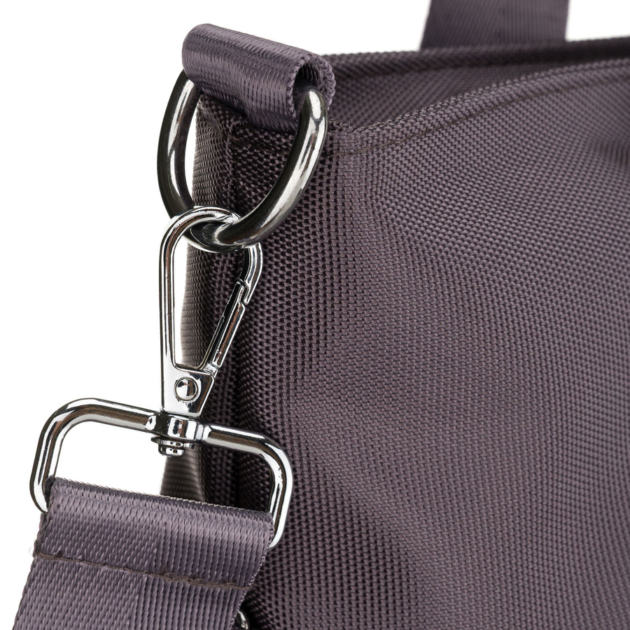 Jednokomorowa shopperka damska z poliestru w szarym kolorze wyposażona w dopinany, regulowany pasek - Peterson