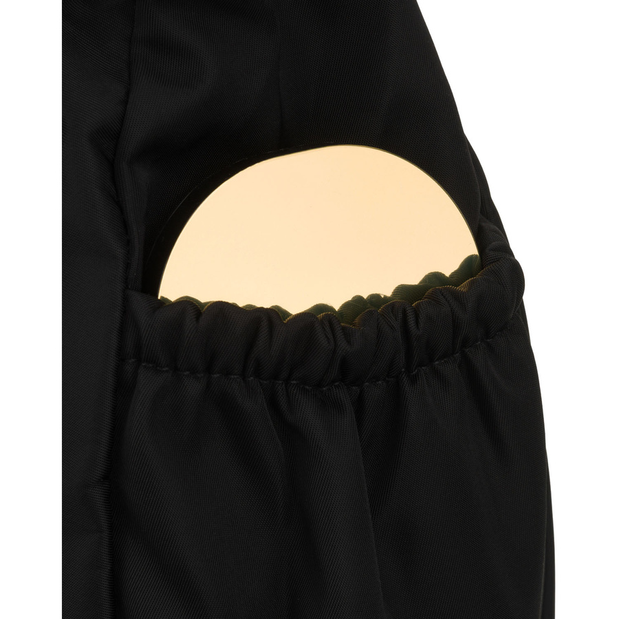 Czarna torebka damska z poliestru zamykana suwakiem, dwukomorowa - Peterson