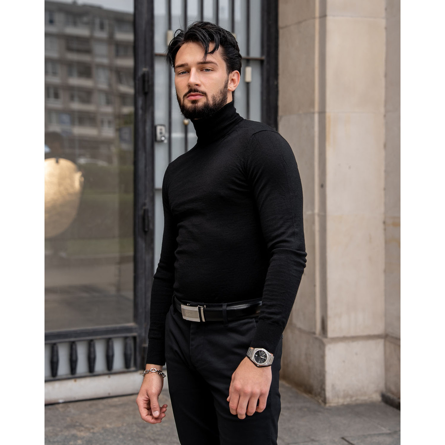 Pasek męski z klamrą automatyczną wykonany ze skóry naturalnej - Peterson