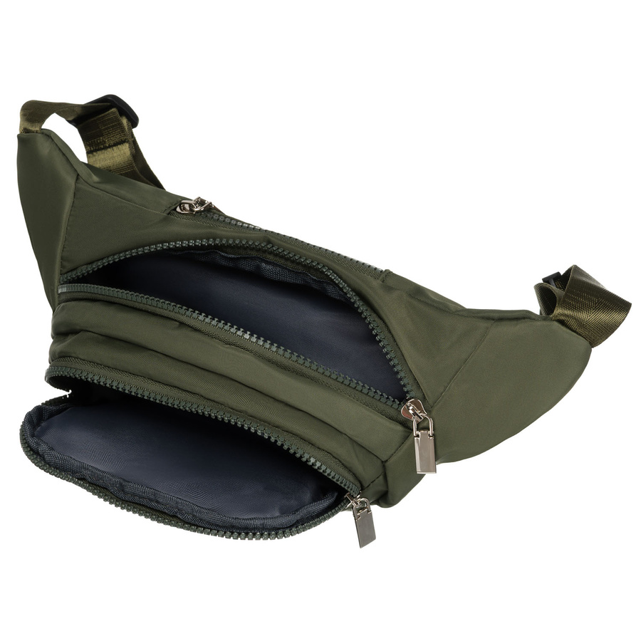 Zielona, sportowa saszetka z poliestru zawieszona na regulowanym pasku - Peterson