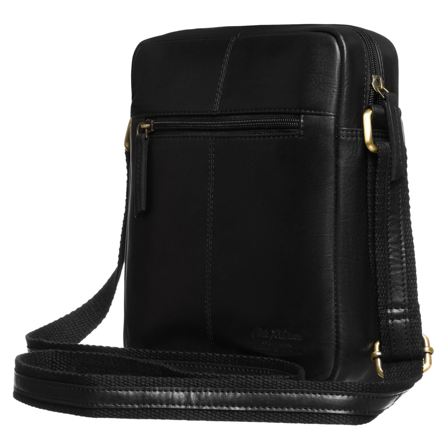 Listonoszka męska ze skóry naturalnej w czarnym kolorze, zamykana suwakiem i na magnes - Peterson