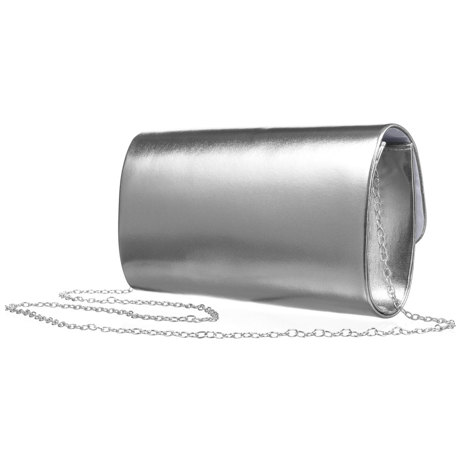 Srebrna kopertówka damska ze skóry ekologicznej - Rovicky