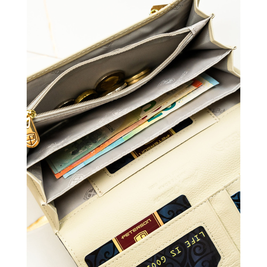 Portfel damski w kwiaty wykonany ze skóry naturalnej i ekologicznej - Peterson