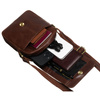 Skórzana, brązowa torba męska na ramię z klapką i etui w zestawie - Peterson