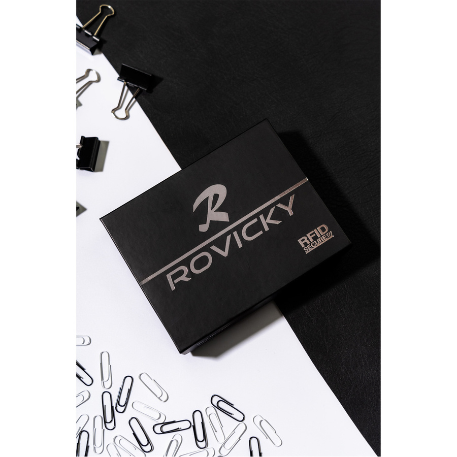 Męski portfel skórzany z zapinką na zatrzask - Rovicky