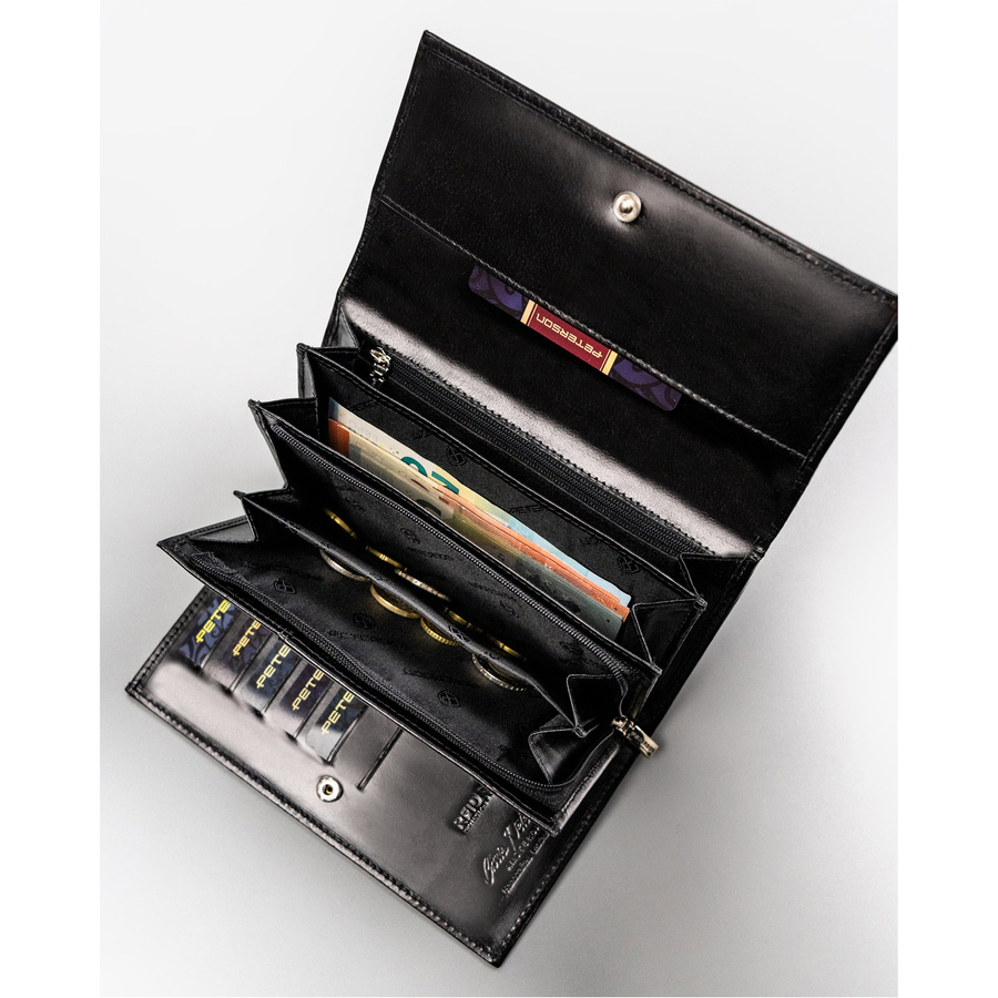 Portfel skórzany czarny dla kobiet z RFID - Peterson