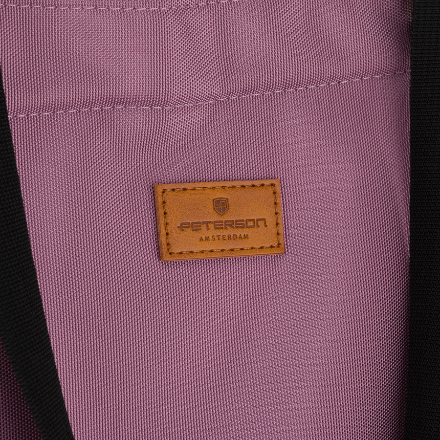 Duża shopperka damska z poliestru w różowym kolorze, zawieszona na wygodnych uchwytach i doczepianym pasku - Peterson