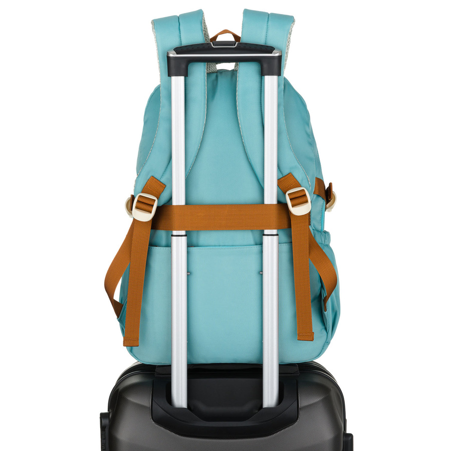 Niebiesko-pomarańczowy plecak szkolny z przegrodą na laptopa, odporny na wilgoć - Peterson