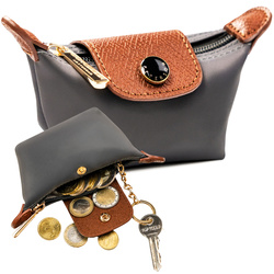 Ciemnoszare etui na klucze wykonane z poliestru i skóry ekologicznej - Peterson