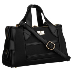 Elegancka, czarna torebka damska wykonana z materiału syntetycznego, zamykana suwakiem - Peterson