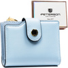 Średni portfel damski ze skóry ekologicznej w niebieskim kolorze, mieści dowód rejestracyjny - Peterson
