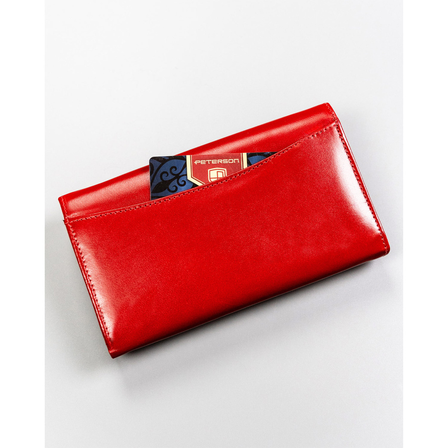 Elegancki czerwony portfel z zewnętrzną kieszonką - Peterson