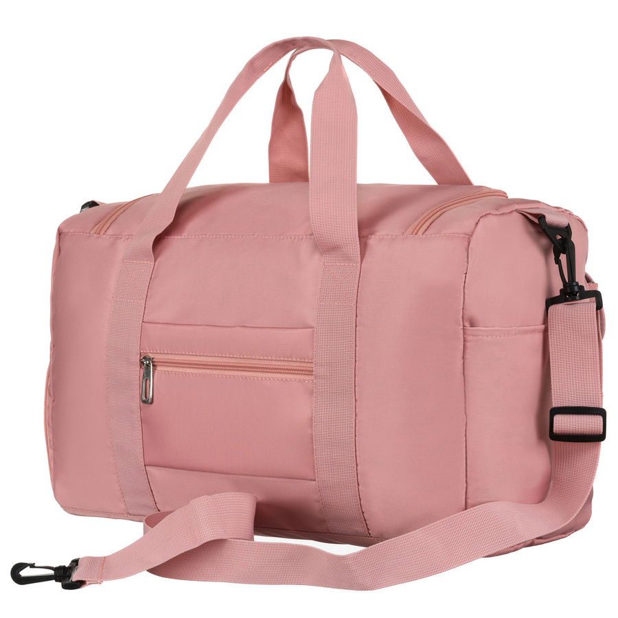 Różowa torba weekendowa wykonana z poliestru z kieszonkami zewnętrznymi - Peterson