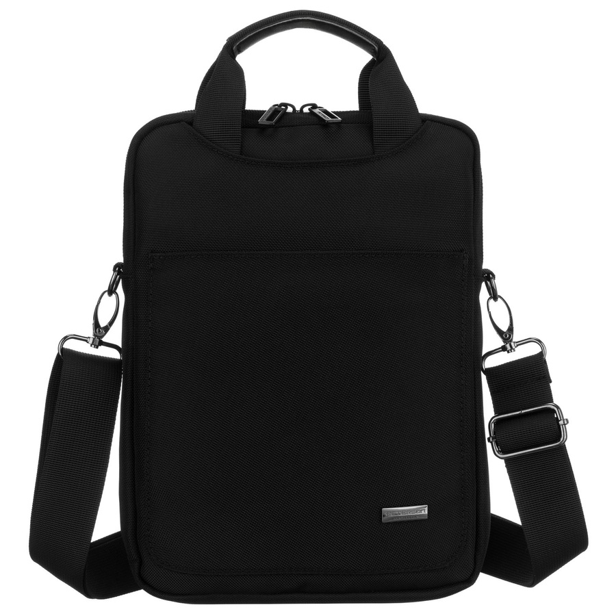 Mała, praktyczna listonoszka z cordury w czarnym kolorze zamykana suwakiem - Peterson