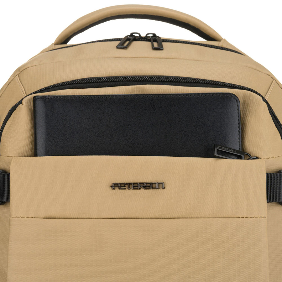 Duży plecak podróżny w kolorze khaki z miejscem na laptopa, dwukomorowy - Peterson