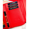 Czerwony, poziomy portfel damski wykonany ze skóry ekologicznej - Peterson