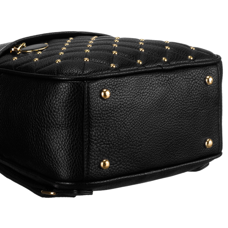 Mały pikowany modny czarny plecak damski z eko skóry Peterson