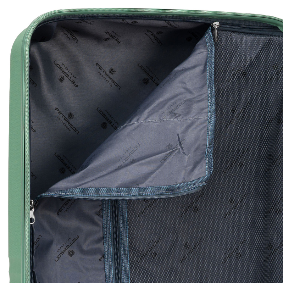 Kabinowa, zielona walizka podróżna z teleskopowym uchwytem - Peterson
