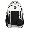 Białoczarny plecak szkolny z poliestru z poręczną dodatkową saszetką - Peterson