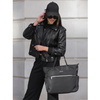 Pojemna elegancka shopperka damska na ramię czarna - Peterson