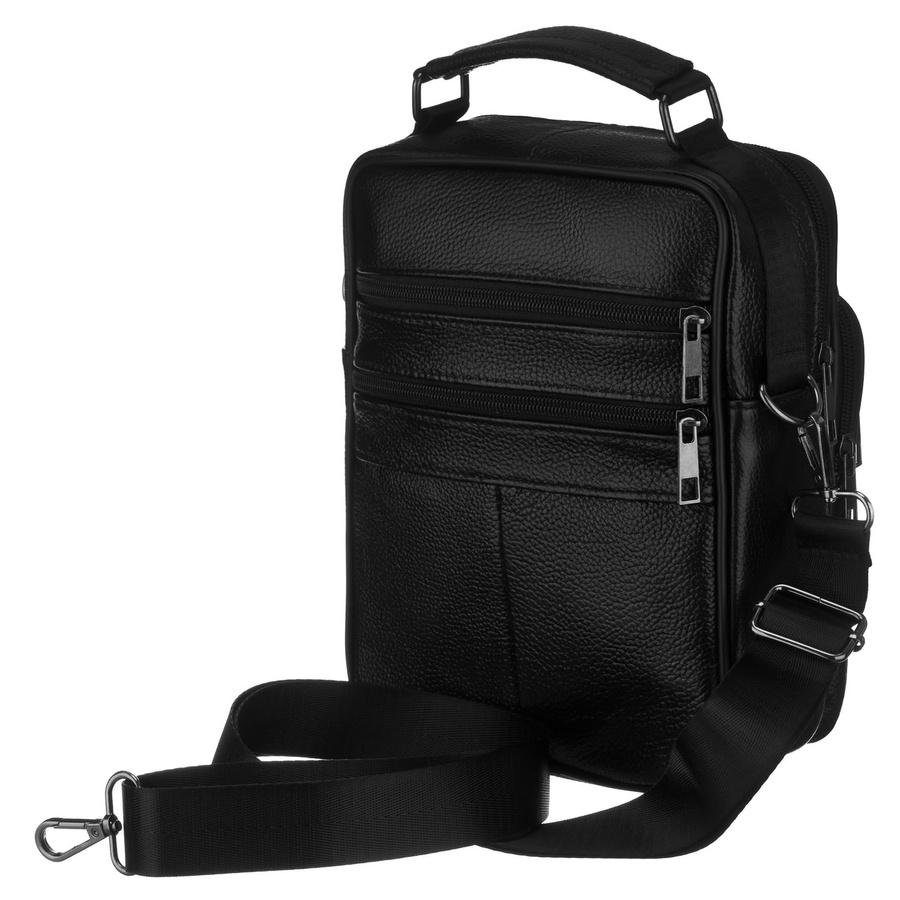 Listonoszka męska wykonana ze skóry naturalnej w czarnym kolorze, jednokomorowa - Rovicky