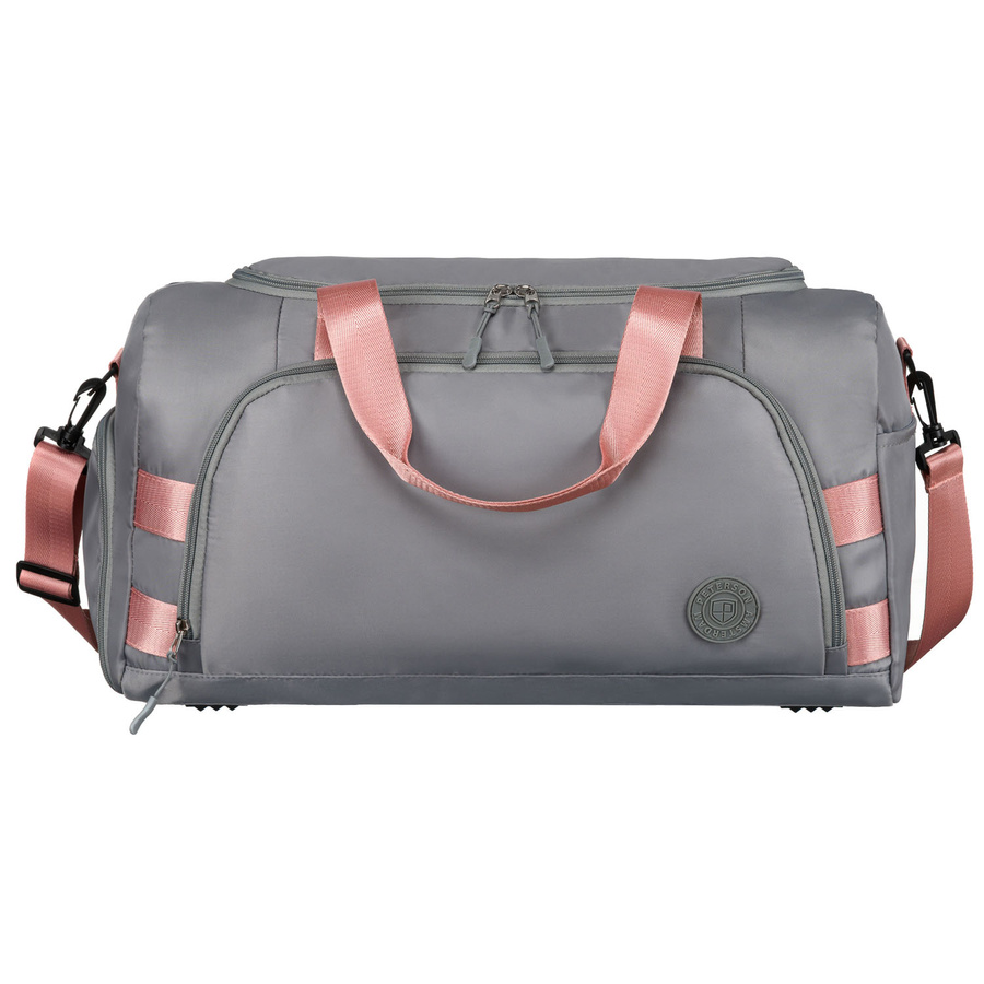 Torba weekendowo-podróżna w szaro-różowym kolorze z uchwytem na walizkę - Peterson