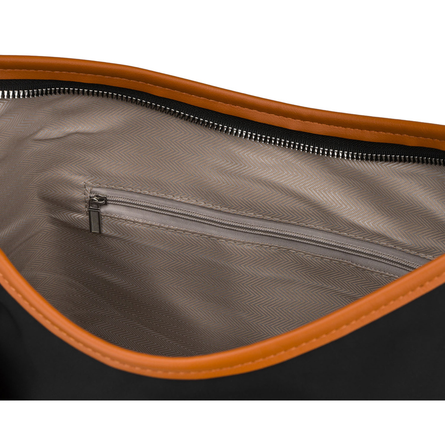 Czarna torebka damska z poliestru i skóry ekologicznej, jednokomorowa - Peterson