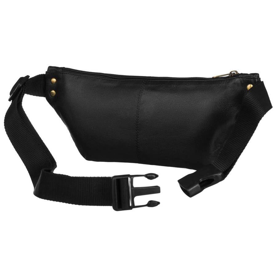 Biodrowa nerka męska w czarnym kolorze wykonana ze skóry naturalnej - Peterson