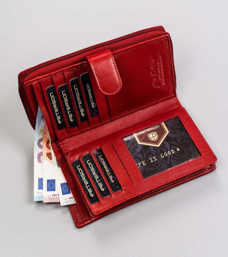 Pionowy portfel damski ze skóry naturalnej - Peterson