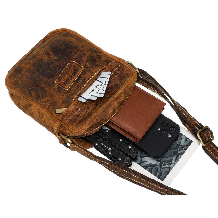 Męska torba na ramię z naturalnej skóry vintage - Peterson