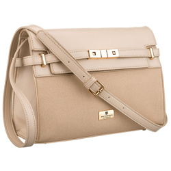 Beżowa torebka damska zamykana suwakiem i magnesem - Peterson