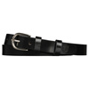 Czarny pasek damski ze skóry naturalnej ze srebrną, klasyczną klamrą - Peterson