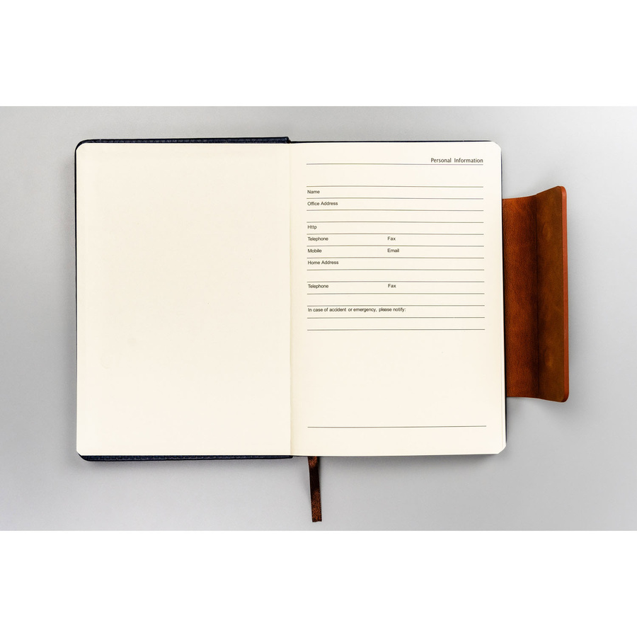 Granatowo-brązowy notes w twardej oprawie w formacie A5 zapinany magnesem - Peterson