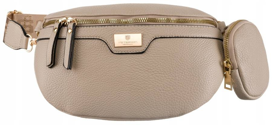 Pojemna saszetka damska na szerokim pasku z dodatkową portmonetką - Peterson