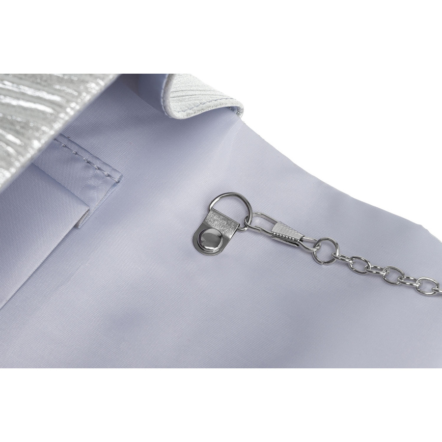 Srebrna kopertówka damska ze skóry ekologicznej zamykana na magnes - Rovicky