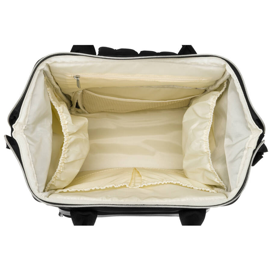 Czarny plecak z poliestru z uchwytami do zaczepienia na wózku - Peterson