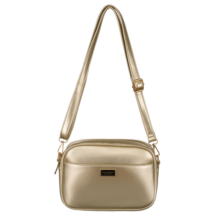 Złota błyszcząca listonoszka damska ze skóry ekologicznej Peterson