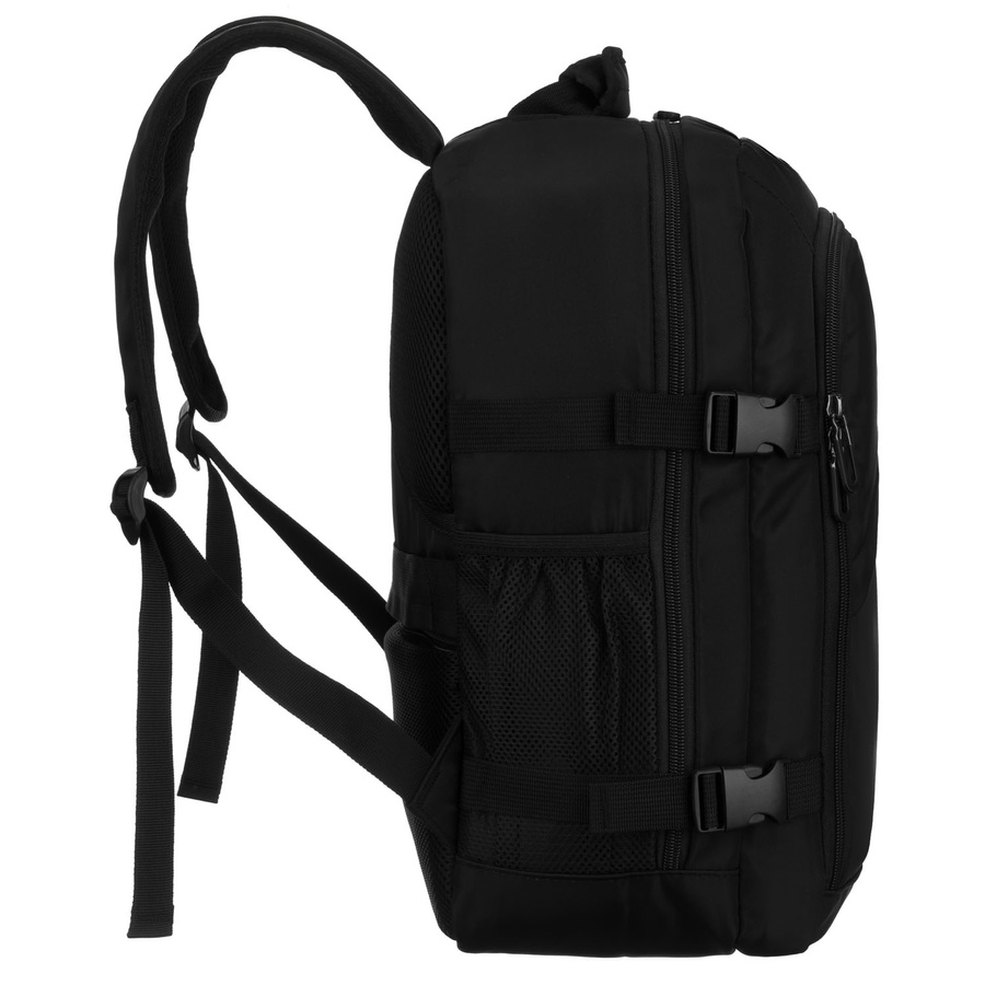 Plecak podróżny z poliestru w czarnym kolorze, idealny na bagaż podręczny - Peterson