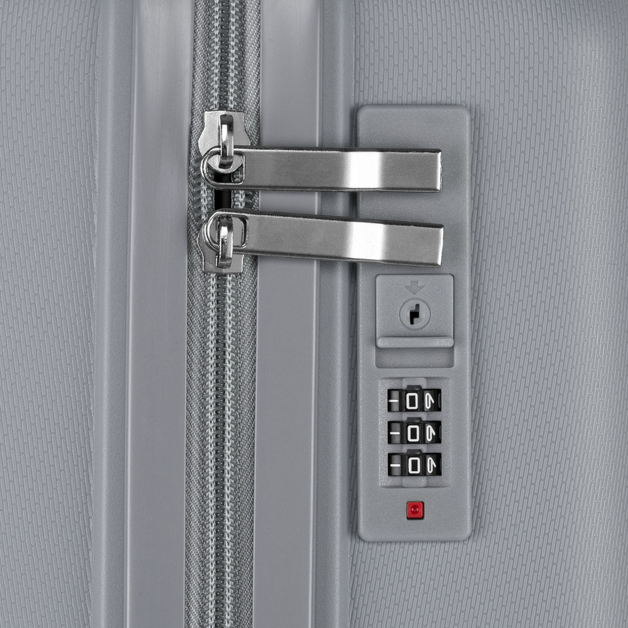 Duża walizka podróżna w szarym kolorze z wodoodporną skorupą - Peterson