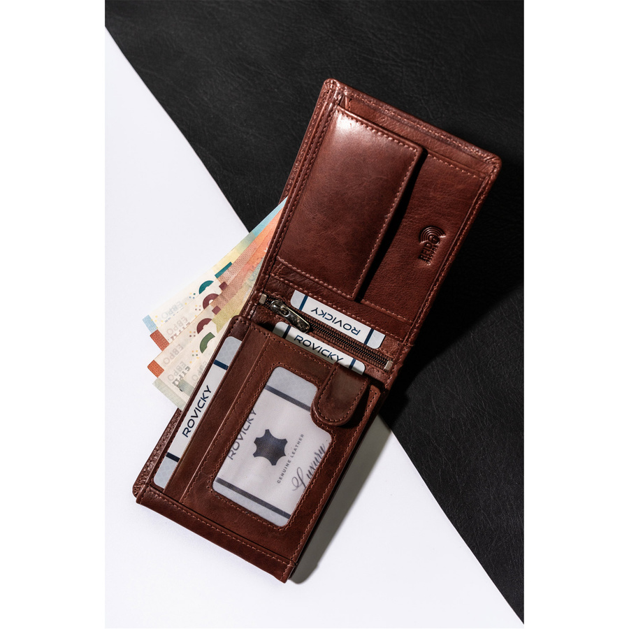 Skórzany portfel męski z motywem patriotycznym - Rovicky